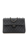 Chanel Pre Owned 2000 2002 Jumbo Quilted Caviar Single Flap Shoulder Bag