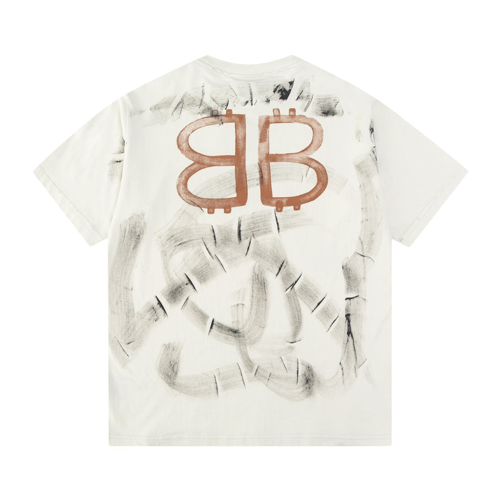 Balenciaga All-Over Brushstroke BB T-Shirt in Black