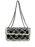 Chanel Pre Owned 2004 2005 Mini Woven Patent And Tweed Chessboard Single Flap Shoulder Bag