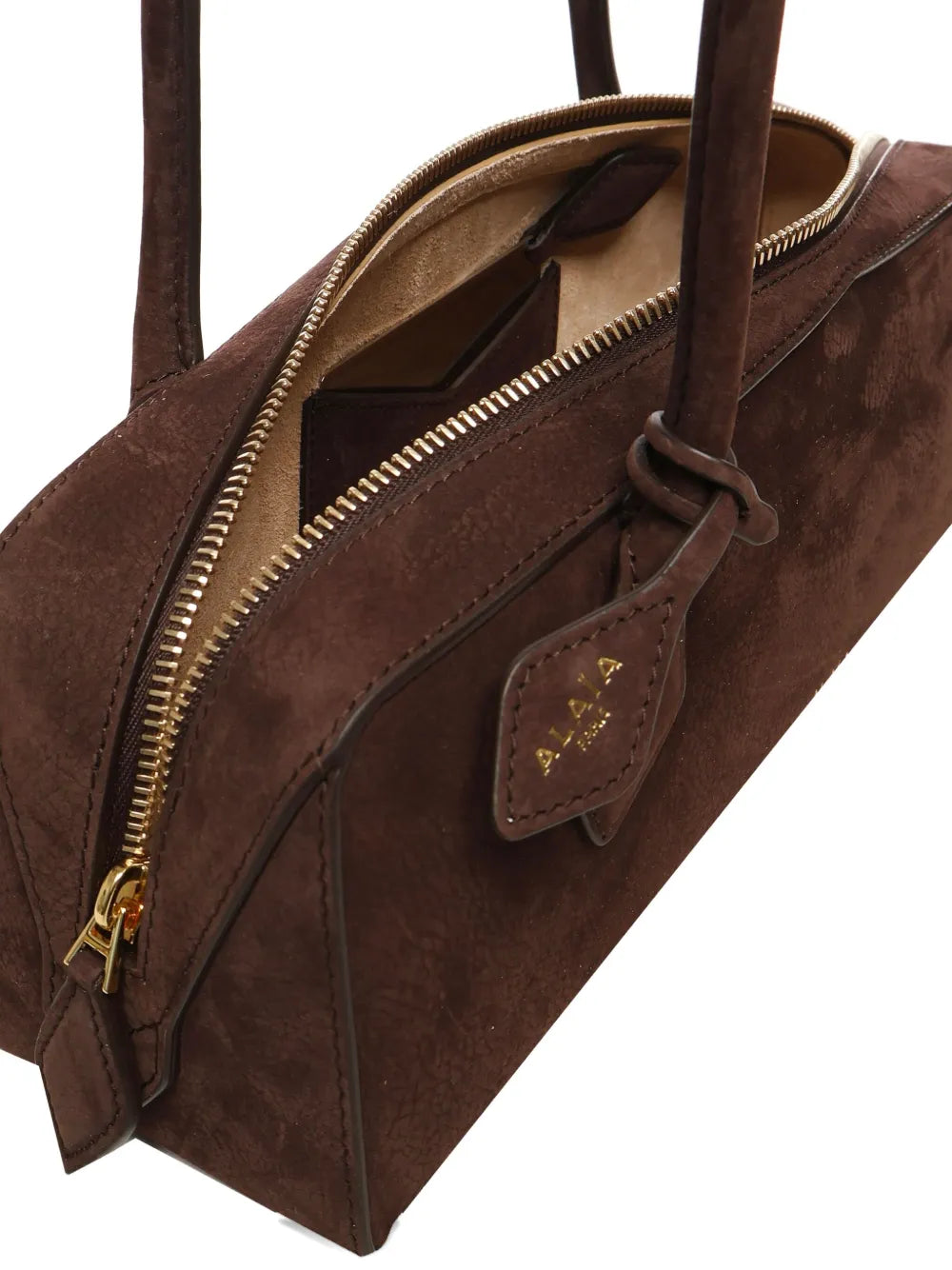 Alaia Medium Le Teckel Suede Shoulder Bag
