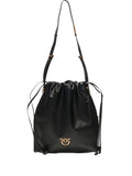 Pinko Drawstring Leather Shoulder Bag