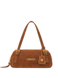 Versace Tag Suede Shoulder Bag