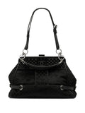 Chanel Pre Owned 2005 2006 Cc Check Embossed Velvet Belted Side Frame Bag Shoulder Bag