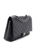 Chanel Pre Owned Classic Double Flap Bag Quilted Caviar Maxi Shoulder Bag