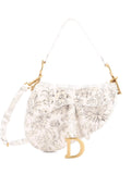 Christian Dior Pre Owned Saddle Handbag With Strap Printed Leather Medium Shoulder Bag