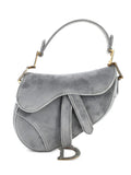 Christian Dior Pre Owned Saddle Handbag Velvet With Crystals Mini Shoulder Bag