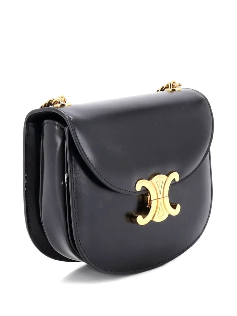 Celine Pre Owned Triomphe Besace Clea Chain Flap Bag Leather Shoulder Bag