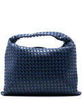 Bottega Veneta Pre Owned 2012 2025 Large Calfskin And Denim Intrecciato Hop Hobo Bag