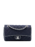 Chanel Pre Owned 2014 Medium Classic Printed Grosgrain Double Flap Shoulder Bag