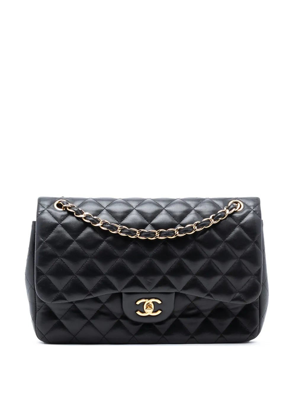 Chanel Pre Owned 2014 Jumbo Classic Lambskin Double Flap Shoulder Bag