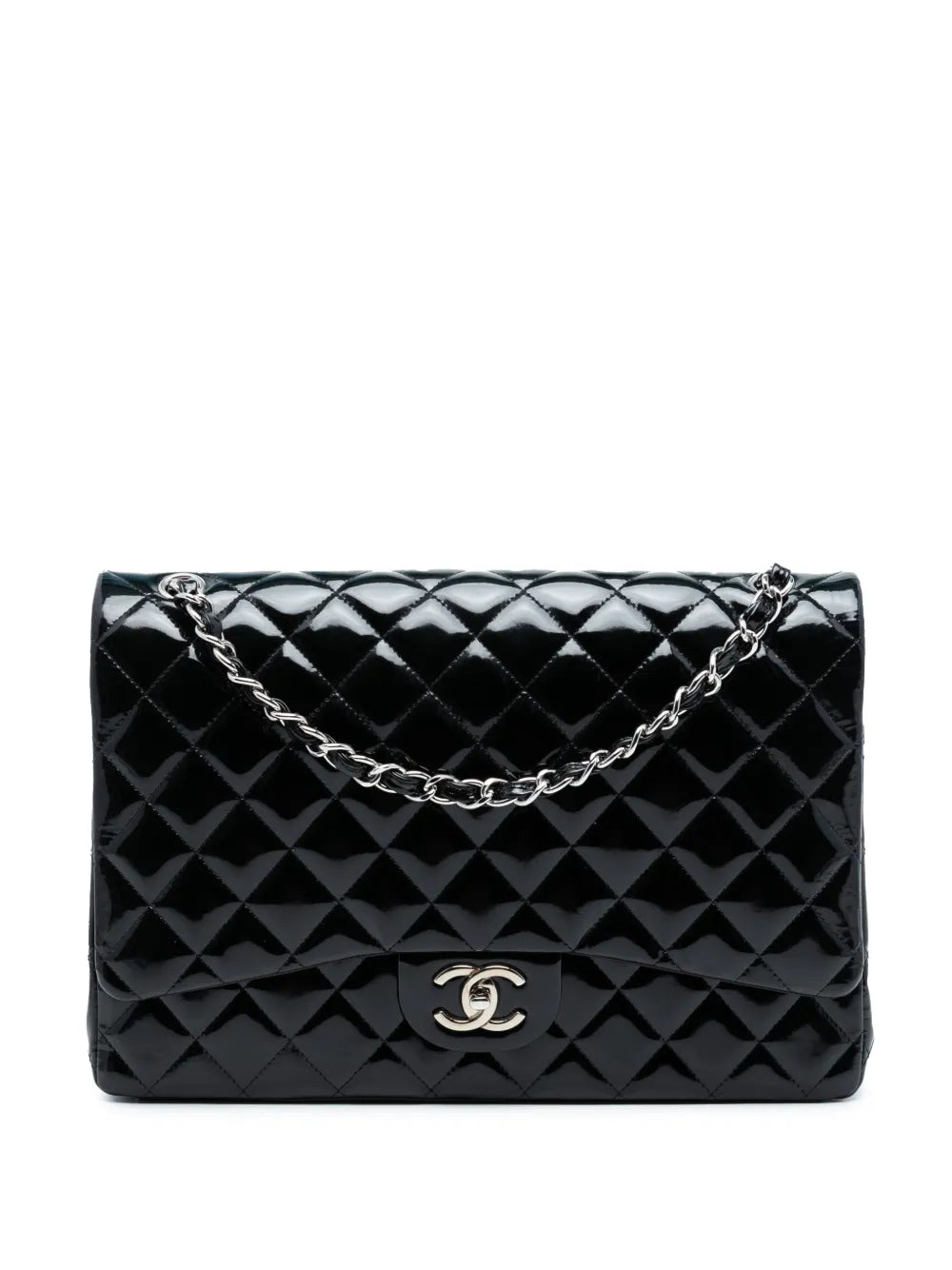 Chanel Pre Owned 2010 2011 Maxi Classic Patent Double Flap Shoulder Bag