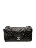 Chanel Pre Owned 2010 2011 Jumbo Patent Embossed Lucky Symbols Flap Shoulder Bag