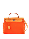Hermes Pre Owned Herbag Zip Leather And Toile 31 Shoulder Bag